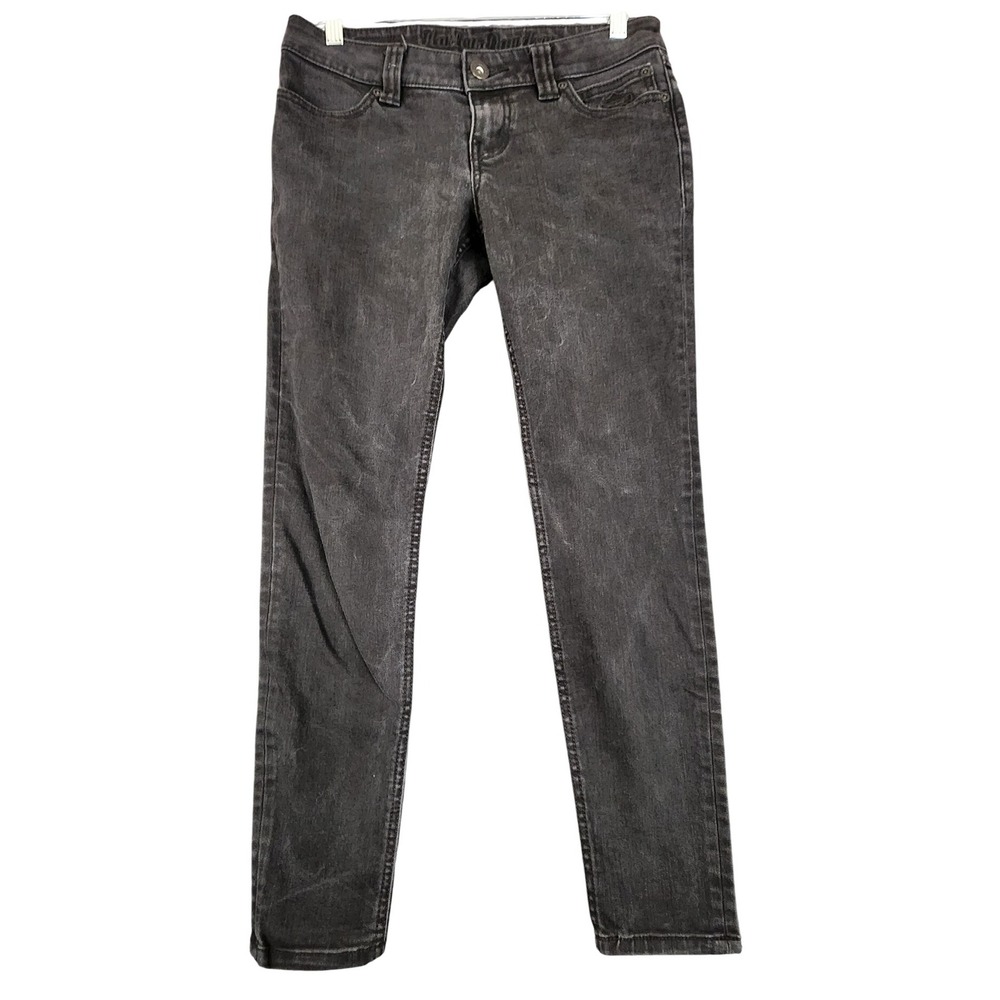 Harley Davidson Womens Petite Gray Wash Biker Jeans Low Rise Skinny Motorcycle‎